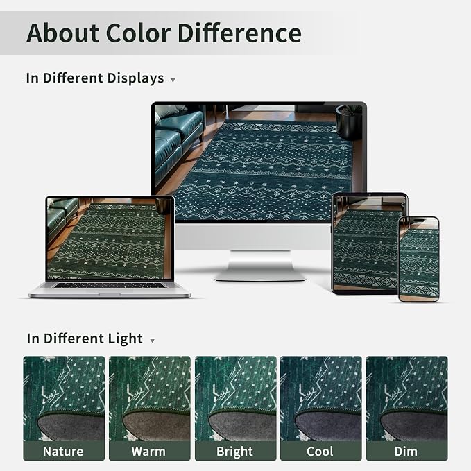 SERISSA Hallway Runner Rug, 2x10 Washable Non-Slip Dark Green Runners - Image 8