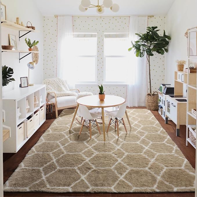 ONASAR 8x10 Area Rugs for Living Room, Fluffy Beige and White Bedroom Rug - Image 8