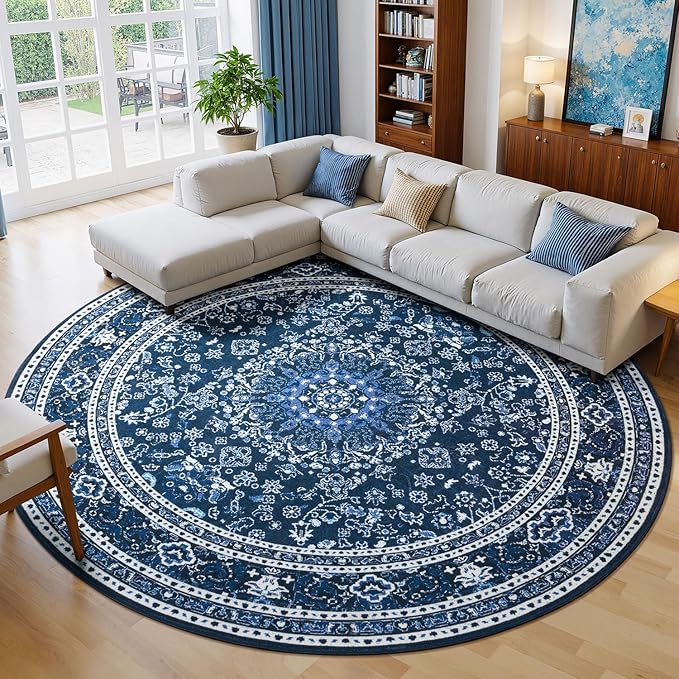 Lessymo Washable 8FT Round Area Rugs by Lessymo