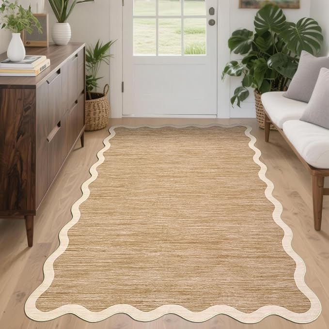 GarveeHome Scalloped Washable Area Rug 3x5 Small Entryway Rug Non Slip Modern - Image 3