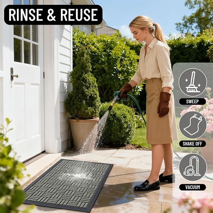 OLANLY Front Door Mat Outside Entrance 59x34, Heavy Duty Sturdy Natural Rubber - Image 8