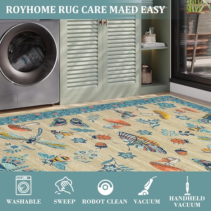 Mushroom Insect 2x6 Runner Rug for Hallway Washable Kitchen Rugs Non Slip - Image 5