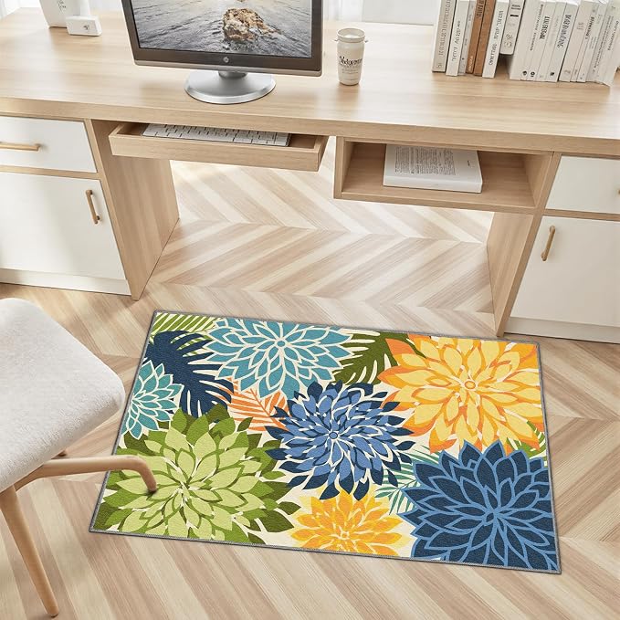 Arenarug 2x3 Colorful Washable Small Rug Tropical Botanical Modern Floral - Image 3