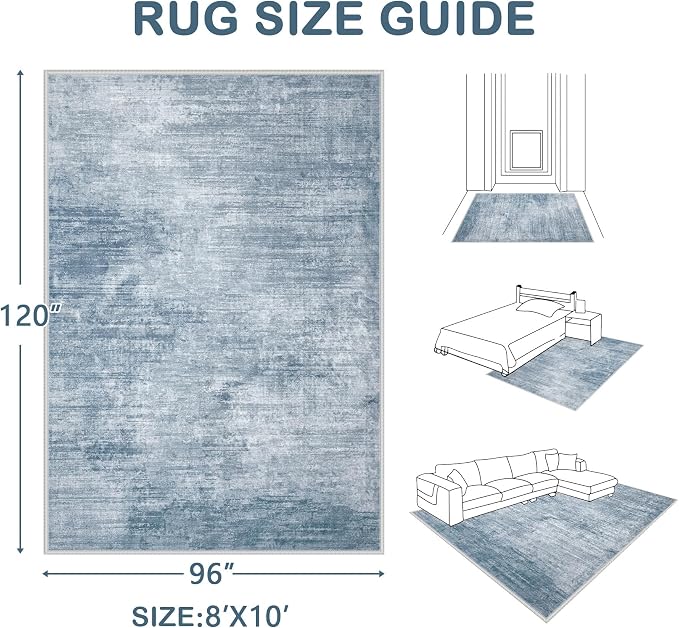 Area Rugs 8x10 Living Room: Washable Rug Modern Abstract Large Rugs Soft Non - Image 2