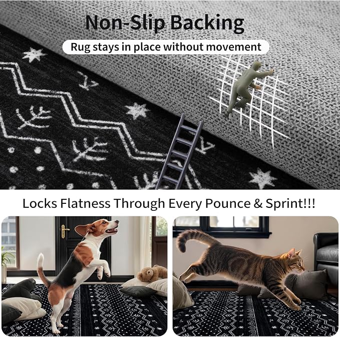 SERISSA Hallway Runner Rug, 2x12 Washable Non-Slip Black and White Runners - Image 5