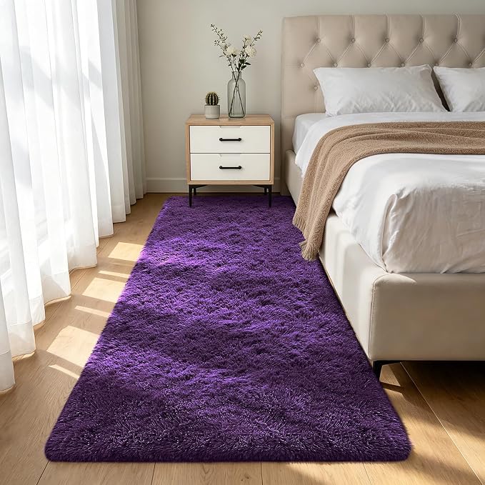 Shag Runner Rug for Bedroom Living Room 2x6 Upgrade Non-Slip Fluffy Soft by Boshengya
