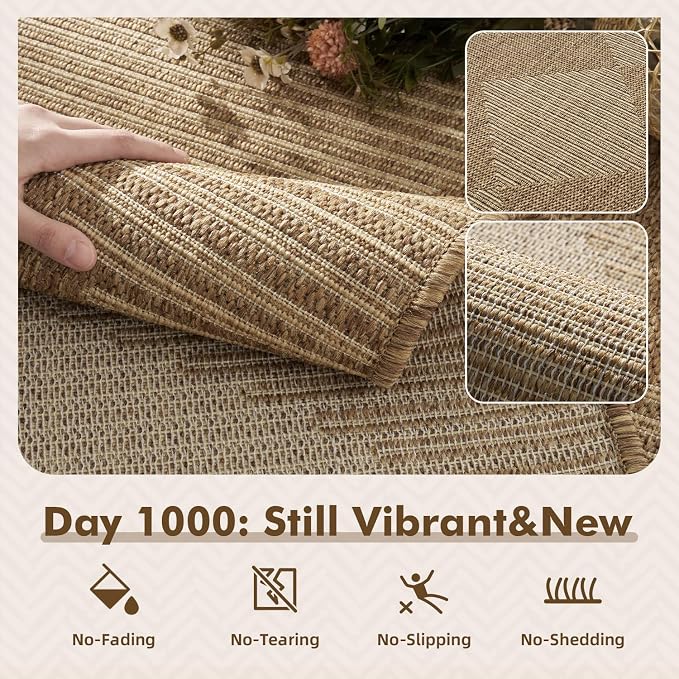 MontVoo-Outdoor Rug Carpet Patio Rug 4x6 ft Polypropylene Indoor Outdoor Rugs - Image 2