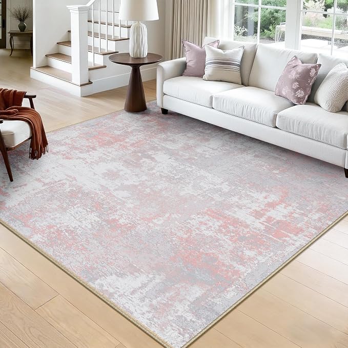 RELEANY Washable Area Rugs Square 8ft Non-Slip Modern Abstract Soft by RELEANY