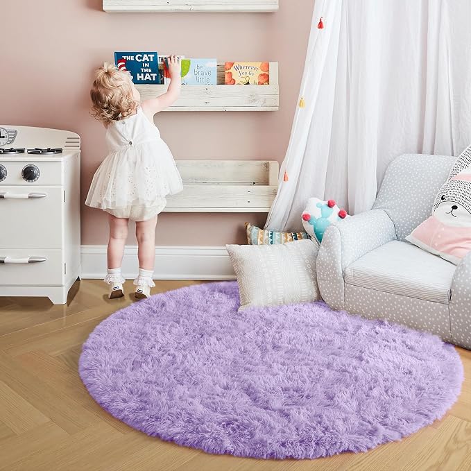 Amdrebio Light Purple Large Round Rugs 6Ft - Image 5