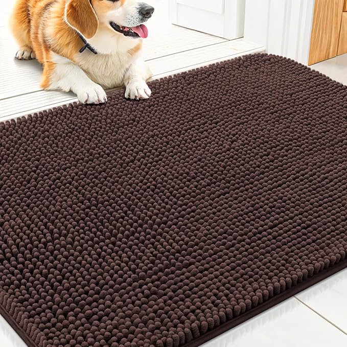Smiry Dog Door Mat for Muddy Paws 30x20, Absorbent Dirt Trapper, Non-Slip by Smiry
