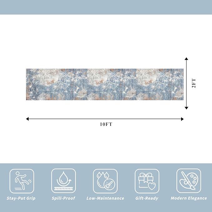 2x10 ft Washable Hallway Runner Rug – Non-Slip Low-Pile Long Carpet Runner - Image 2
