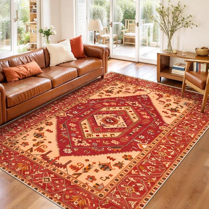 SERISSA Area Rug 3x5 Boho Rugs for Bedroom, Washable Non-Slip Living Room Rug - Image 3