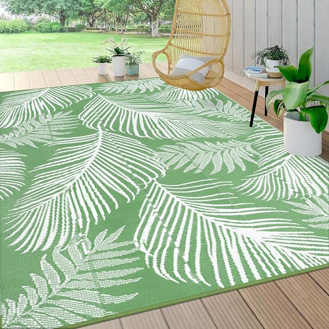 Pauwer Waterproof Outdoor Rug 9x12, Reversible Plastic Straw Patio Camping Rug by Pauwer