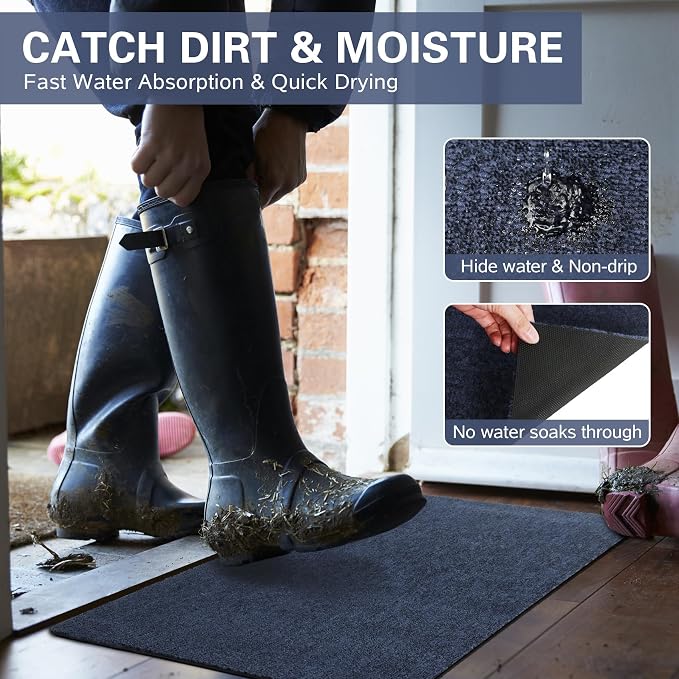 Front Door Mat Indoor Outdoor Entrance, Absorbent Door Mats and Muddy Doormats - Image 4