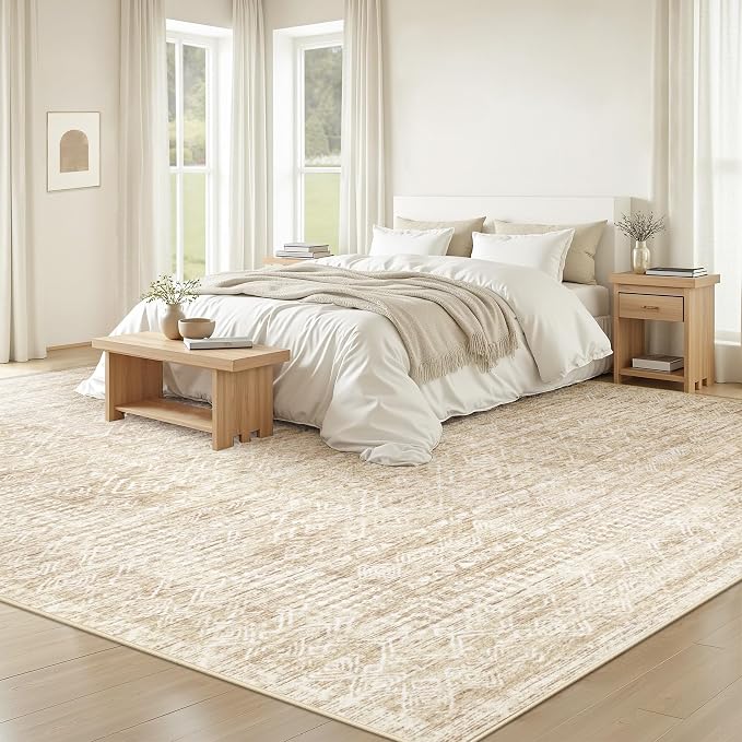 Living Room Rugs 8x10: Washable Moroccan Geometric Boho Rug Farmhouse Non Slip - Image 2