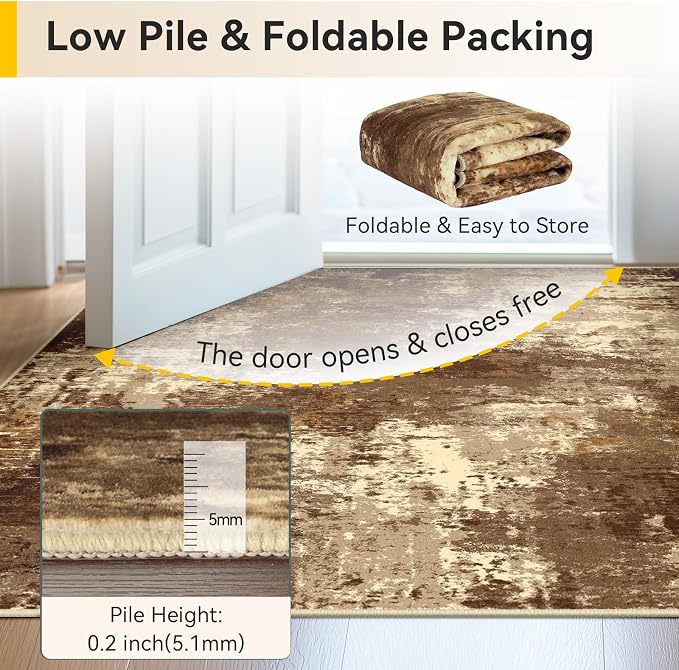 RELEANY Washable Area Rugs 6'x9' Non-Slip Modern Abstract Soft - Image 6