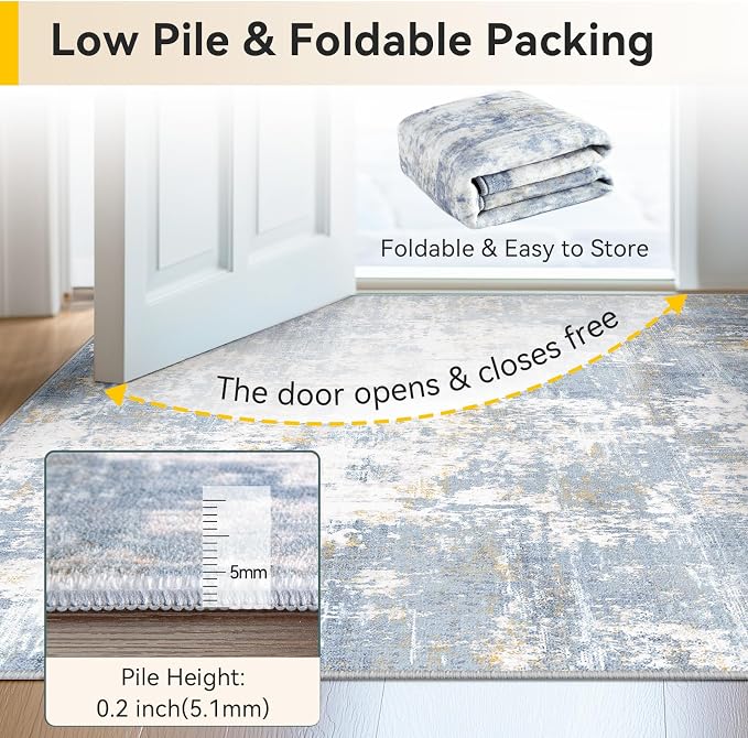 RELEANY Washable Area Rugs 8'x10' Non-Slip Modern Abstract Soft - Image 8