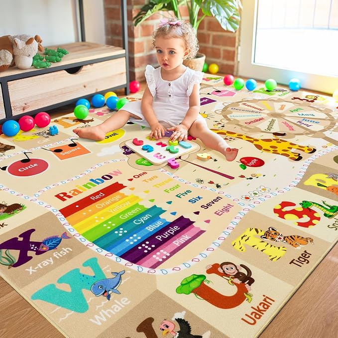 6x9 Playroom Rugs for Kids Washable, Educational and Fun Playmat - Image 3