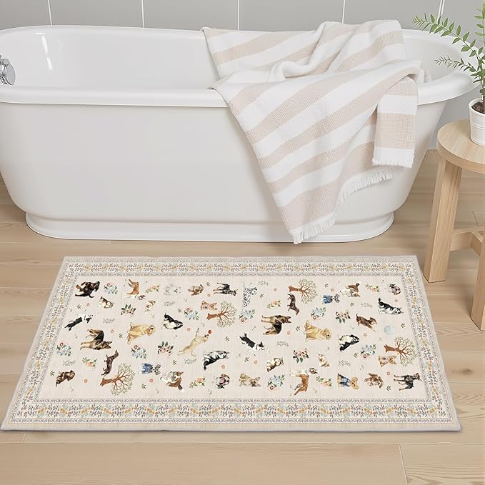 Dog Rug for Entryway, 2x3 Washable Kitchen Mat Ultra-Thin Soft, Non-Slip Indoor by WelcometoBabovid