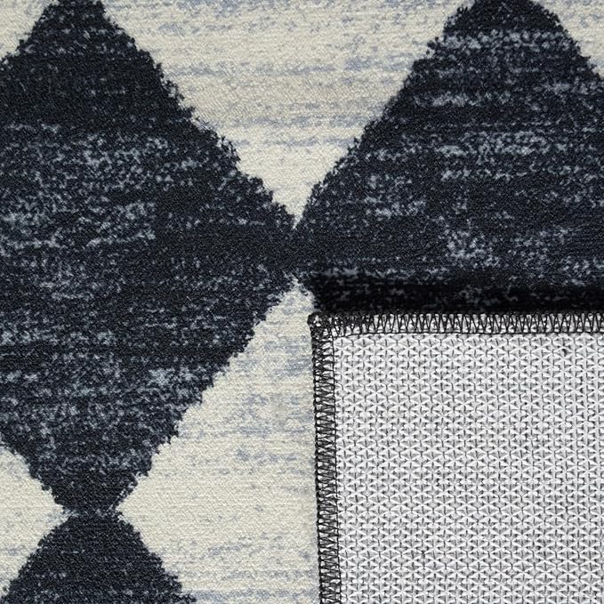 Lahome Zelie Moroccan Trellis Area Rug, 2x3 Small Black Checkered Entryway Rug - Image 6