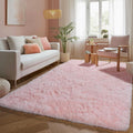 PAGISOFE Pink Fluffy Shag Machine Washable Area Rugs by PAGISOFE