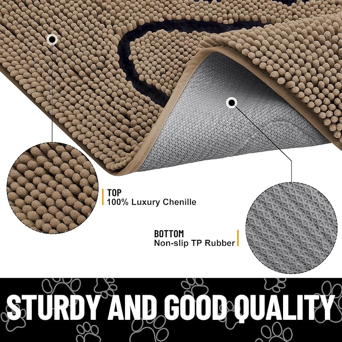 Smiry Dog Door Mat for Muddy Paws, Absorbent Dirt Trapper Non Slip Quick Dry - Image 3