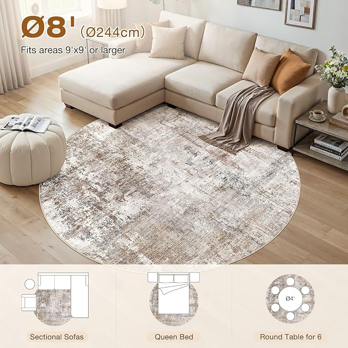 UERMEI 8ft Round Area Rug Living Room Rugs - Image 3