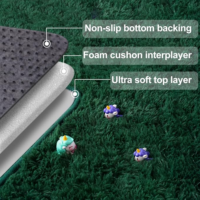 qulint 5x7 Area Rug for Living Room, Fluffy Green Rug for Bedroom Soft Shag - Image 6