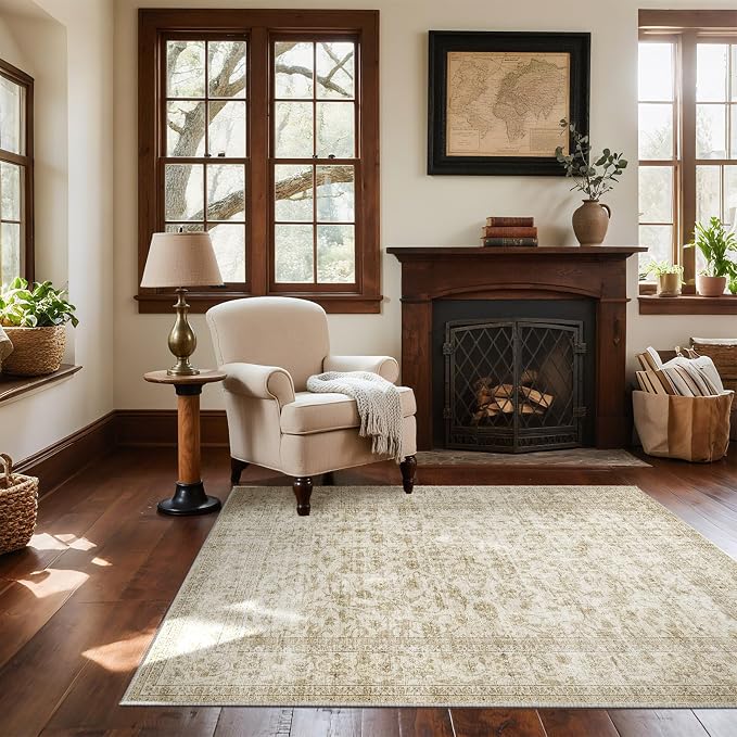 Machine Washable Throw Rugs for Entryway: Door Mat Indoor Entrance 4x6 Rug by palohom