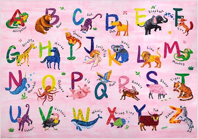 5x7 ABC Classroom Rug for Kids Playroom, Alphabet Rug - Image 4