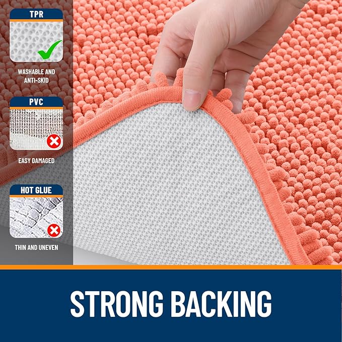 OLANLY Bathroom Rugs 34x21, Extra Soft Absorbent Chenille Bath Rugs, Rubber - Image 6