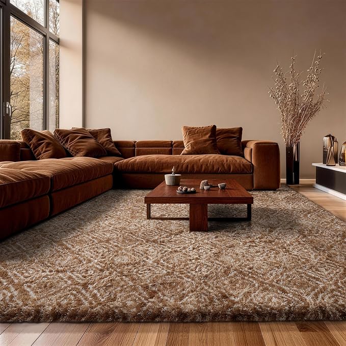 Ophanie 9x12 Brown and White Diamond Striped Rugs - Image 5