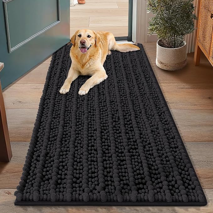Smiry Dog Door Mat for Muddy Paws 48x30, Absorbent Dirt Trapper, Non-Slip by Smiry