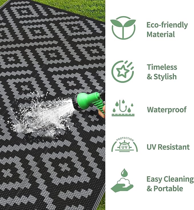 GENIMO Outdoor Rugs 3'x5' Waterproof, Reversible Mats, Outdoor Area Rug - Image 6