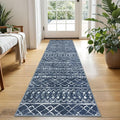 KUTA Boho Kitchen Rugs 2x5 ft Navy Blue Moroccan Washable Runner Rug Non-Slip by KUTA