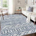 KUTA Area Rug 5x7, Moroccan Large Blue White Rugs Washable Boho Non-Slip by KUTA