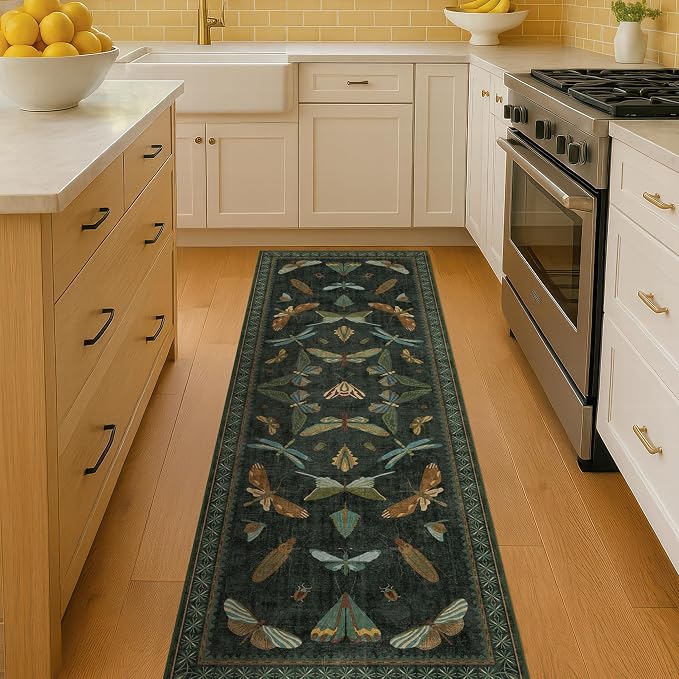Hazo Haus Dark Green Insect 2x5 Bathroom Runner Rug - Image 8