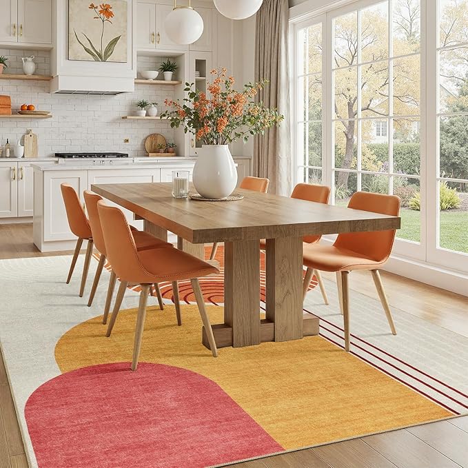DCX Abstract Machine Washable 7x9 Rug, Mid Century Modern Rug - Image 3
