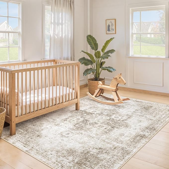 Area Rug 3x5 Washable Rug, Vintage Boho Medallion Entryway Rug Non-Slip Soft - Image 3