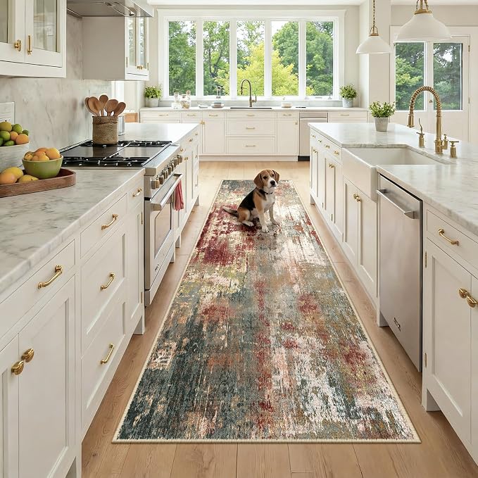 RELEANY Washable Area Rugs 3x9 Non-Slip Modern Abstract Soft by RELEANY