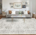 Rugxara 8x10 Washable Area Rug for Living Room, Extra Large Neutral Vintage by Rugxara