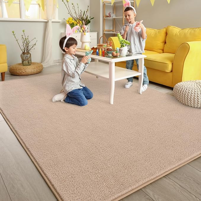 Pettop 4x6 ft Beige Area Rugs for Bedroom Living Room, Washable Memory Foam - Image 5
