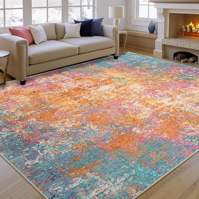 RELEANY Washable Area Rugs 8'x10' Non-Slip Modern Abstract Soft - Image 8
