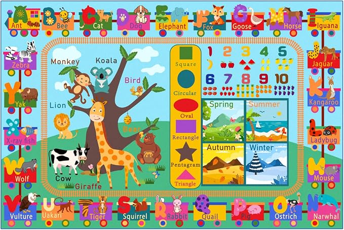 Kids Rug for Playroom, 6x9 ABC Educational Carpet for Classroom, Fun Alphabet - Image 2