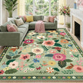 RELEANY Floral 8x10 Area Rugs Washable Print Boho Cute Carpet Non Slip Flower by RELEANY