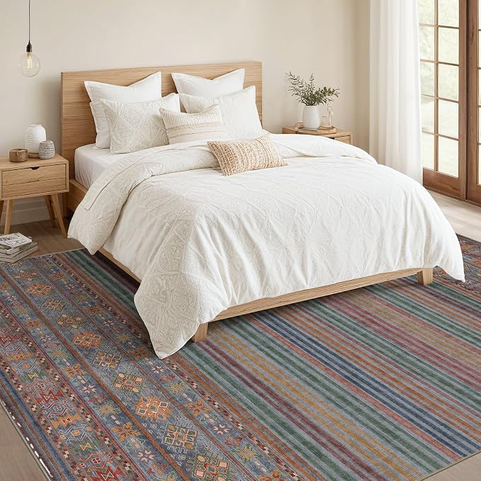 Nakagishi 9X12 Area Rugs Living Room: Washable Large Vintage Rug Neutral - Image 5