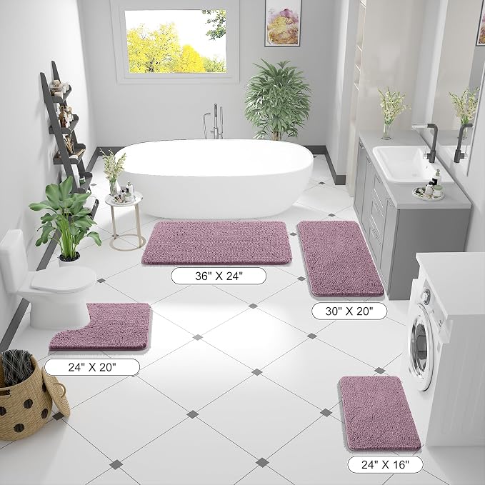 OLANLY Bathroom Runner Rugs 44x24, Soft Absorbent Chenille Bath Rugs, Rubber - Image 2