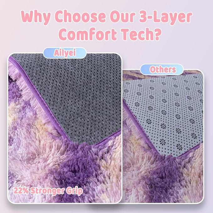 Shag Rugs for Living Room 6x9, Ultra Soft Abstract Purple Big Fuzzy Rugs for - Image 6