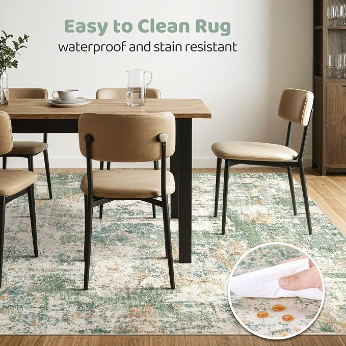 LOONGRUG 5x7 Area Rugs Living Room: Washable Large Abstract Soft Green Rug - Image 6