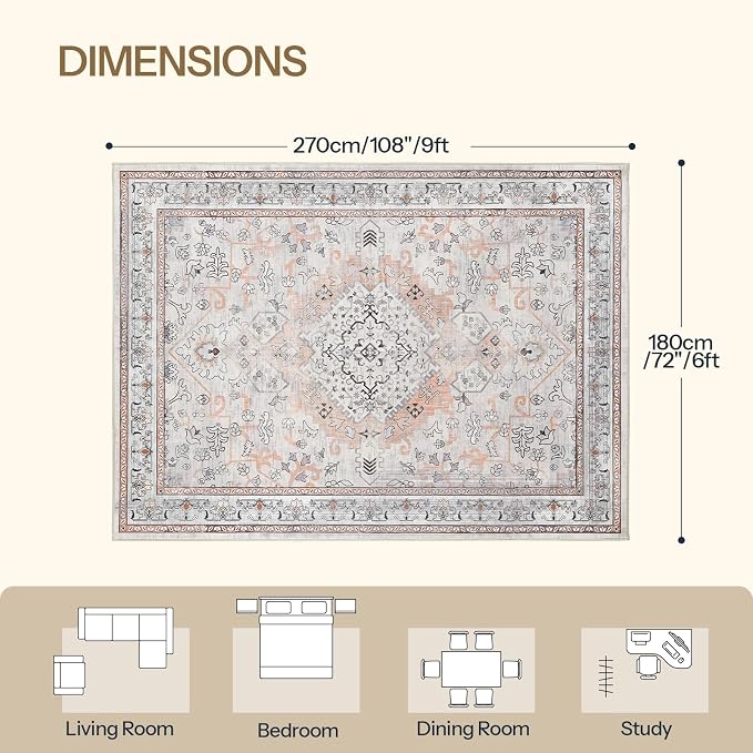 HOOBRO Washable Rug 6 x 9 Area Rugs - Image 3
